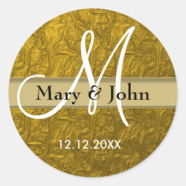 Glitter Goud Bruiloft Monogram Afdichtingen Ronde Sticker