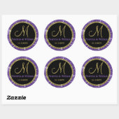 Glitter Goud Bruiloft Monogram Afdichtingen Ronde Sticker (Vel)