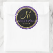 Glitter Goud Bruiloft Monogram Afdichtingen Ronde Sticker (Tas)