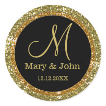 Glitter Goud Bruiloft Monogram Afdichtingen