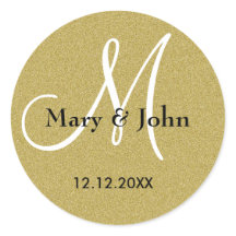 Glitter Goud Bruiloft Monogram Afdichtingen