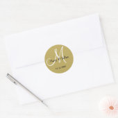 Glitter Goud Bruiloft Monogram Afdichtingen Ronde Sticker (Envelop)
