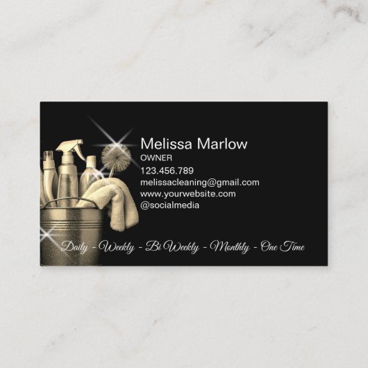 Glitter Goud Commerciële Huis Reiniging Huishoudst Visitekaartje (Achterkant)