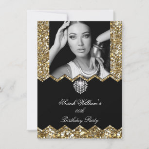 Glitter Goud Diamanten Hart Foto Elke Verjaardag Kaart