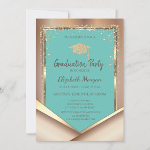 Glitter Goud Diamanten Mint Groen Afstuderen Kaart