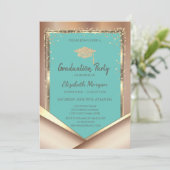Glitter Goud Diamanten Mint Groen Afstuderen Kaart (Staand voorkant)