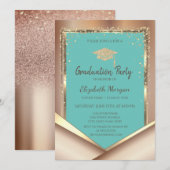 Glitter Goud Diamanten Mint Groen Afstuderen Kaart (Voorkant / Achterkant)