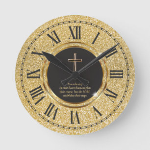 Glitter Goud Elegante Pastor Priester Kerk Ronde Klok