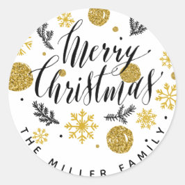 Glitter Goud en Zwart Kerst stickers