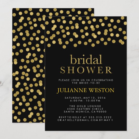 Glitter Goud en Zwarte Confetti Vrijgezellenfeest Kaart (Voorkant / Achterkant)