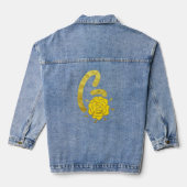 Glitter Goud Geel Bloemen Monogram G Vrouwen Denim Jacket (Achterkant)