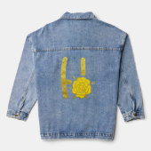 Glitter Goud Geel Bloemen Monogram H Vrouwen Denim Jacket (Achterkant)
