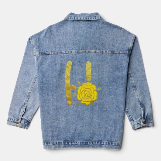 Glitter Goud Geel Bloemen Monogram H Vrouwen Denim Jacket (Achterkant)