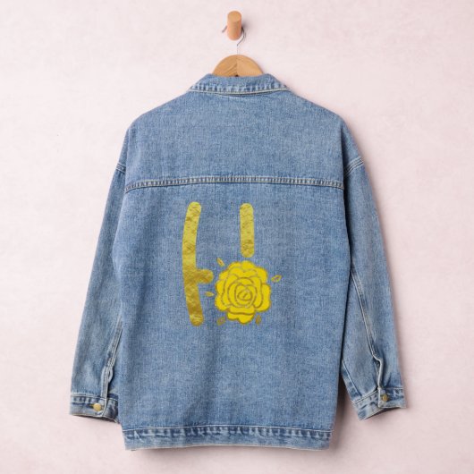 Glitter Goud Geel Bloemen Monogram H Vrouwen Denim Jacket (Hangar)