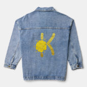Glitter Goud Geel Bloemen Monogram K Vrouwen Denim Jacket (Achterkant)