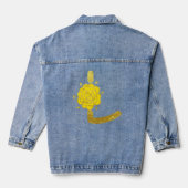Glitter Goud Geel Bloemen Monogram L Vrouwen Denim Jacket (Achterkant)