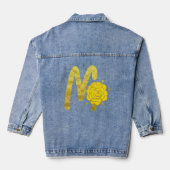 Glitter Goud Geel Bloemen Monogram M Vrouwen Denim Jacket (Achterkant)