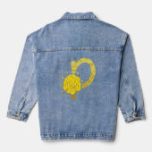 Glitter Goud Geel Bloemen Monogram P Vrouwen Denim Jacket (Achterkant)