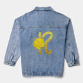 Glitter Goud Geel Bloemen Monogram R Vrouwen Denim Jacket (Achterkant)