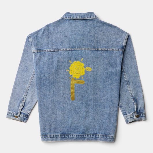 Glitter Goud Geel Bloemen Monogram van Vrouwen Denim Jacket (Achterkant)