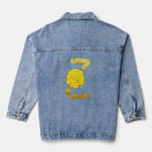 Glitter Goud Geel Bloemen Monogram Z Vrouwen Denim Jacket (Achterkant)