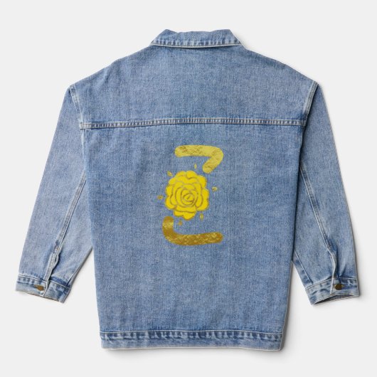 Glitter Goud Geel Bloemen Monogram Z Vrouwen Denim Jacket (Achterkant)