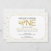 Glitter Goud Gem 1e Verjaardagsuitnodiging Kaart (Voorkant)