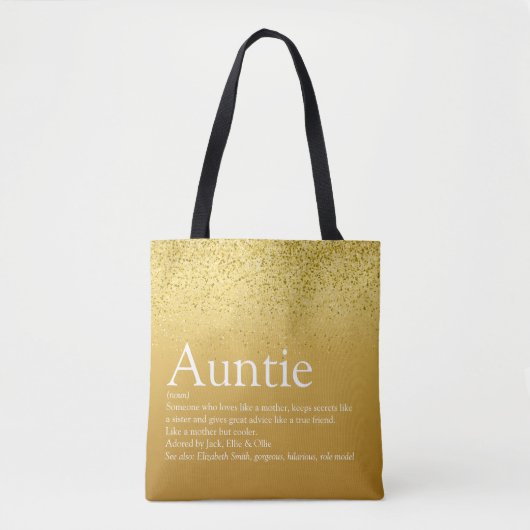 Glitter Goud Glam Fun Koele Oomzegster Definitie Tote Bag (Voorkant)