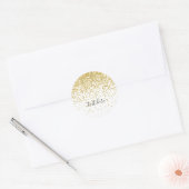glitter goud, gouden glans ronde sticker (Envelop)