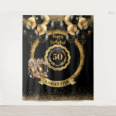 Glitter Goud Hoge Hakken 50ste Verjaardag Teken Wandkleed (Voorkant)