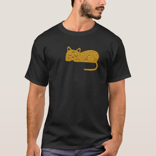 Glitter Goud Katnap Silhouette T-shirts (Voorkant)