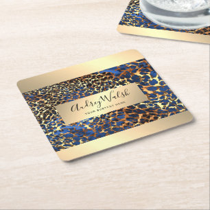 Glitter Goud Luxe Dierenhuid Luipaard Schoonheid Kartonnen Onderzetters