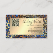 Glitter Goud Luxe QR Code Dierenhuid Luipaard Visitekaartje (Achterkant)