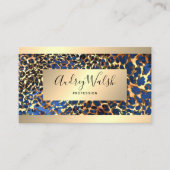 Glitter Goud Luxe QR Code Dierenhuid Luipaard Visitekaartje (Voorkant)