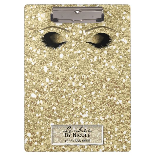 Glitter Goud Make-up Ogen Wimpers Glam Persoonlijk Klembord (Voorkant)