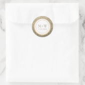 Glitter Goud Monogram Bruiloft Ronde Sticker (Tas)