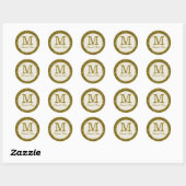 Glitter Goud Monogram Dank u Ronde Sticker (Vel)