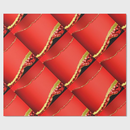 Glitter & Goud, Ripped Edge in Rood, Cadeaupapier (Vlak)