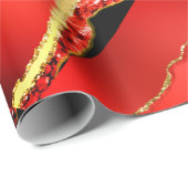 Glitter & Goud, Ripped Edge in Rood, Cadeaupapier (Rol Hoek)