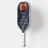 Glitter Goud Rode Ballonnen & Verjaardag Quote Pickleball Paddle (Links)