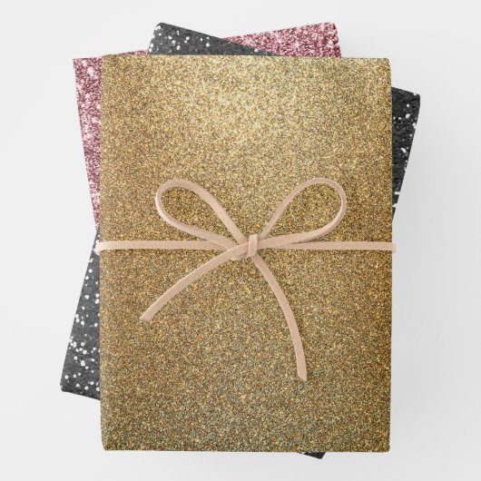 Glitter Goud Roos Goud en Zilver Inpakpapier Vel (In situ)