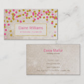 Glitter Goud Roze confetti Moderne Visitekaartjes (Voorkant / Achterkant)