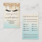 Glitter Goud  Wimper Extensie Cliënt Record Visitekaartje (Voorkant / Achterkant)