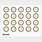 Glitter Goud Zwart Bruiloft Monogram Afdichtingen  Ronde Sticker (Vel)