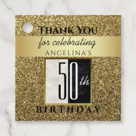 Glitter Goud Zwart & Wit 50e Verjaardag Bedankt Bedankjes Labels