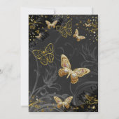 Glitter Goud Zwarte Vlinder Verjaardagsfeestje Kaart (Achterkant)