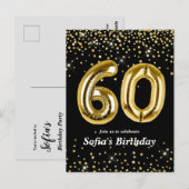 glitter gouden ballon voor 60e verjaardagsfeest briefkaart (Voorkant / Achterkant)