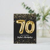 glitter gouden ballon voor 70e verpartij briefkaart (Staand voorkant)