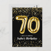 glitter gouden ballon voor 70e verpartij briefkaart (Voorkant / Achterkant)