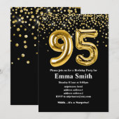 glitter gouden ballon voor 95e verjaardag kaart (Voorkant / Achterkant)